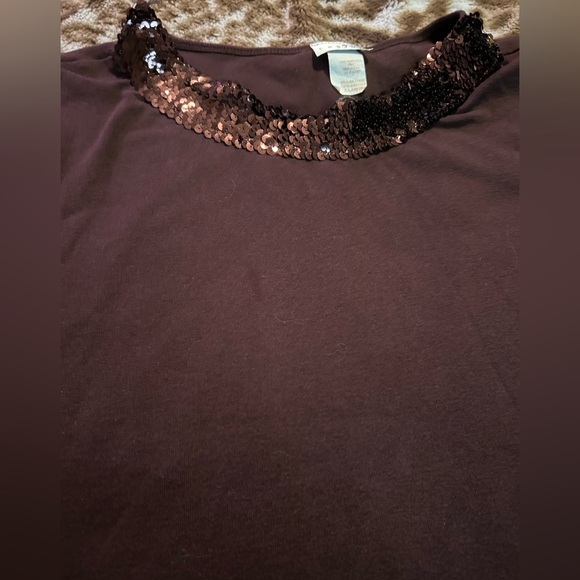 Sequin-Embellished Brown Sleeveless Top - Picture 2 of 6